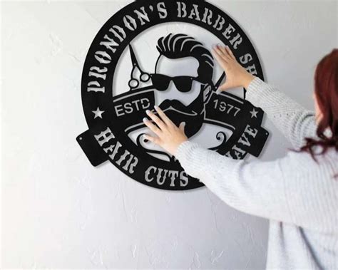 Metal Western Hair Saloon Cowboy Cut Personalized Hair Sign Custom