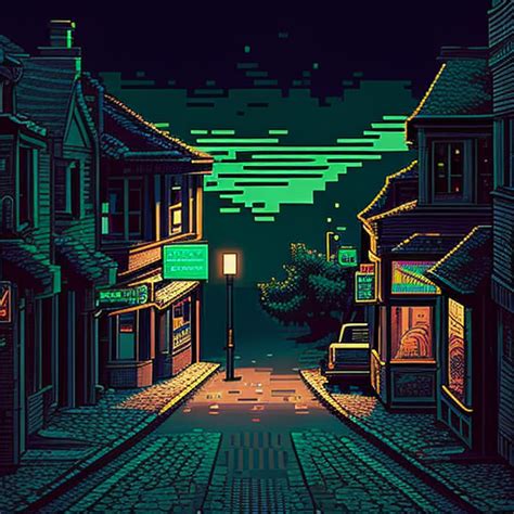 Bitfloorsghost A Pixelated Still Of A Street At Night Pixel Art