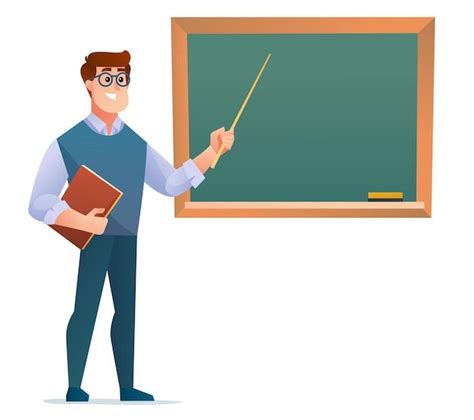 Premium Vector Male Teacher Standing In Front Of Blackboard