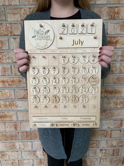 Wooden Calendar Perpetual Calendar Natural Home Calendar Etsy