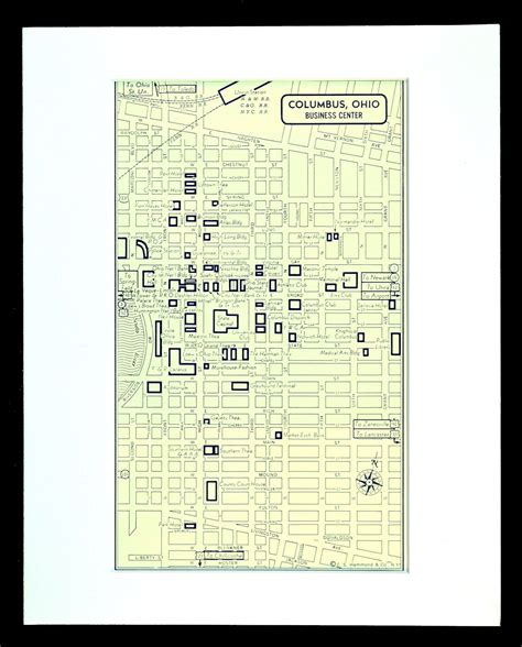 Columbus Street Map Wall Decor Matted Frameable Art Ready To Frame