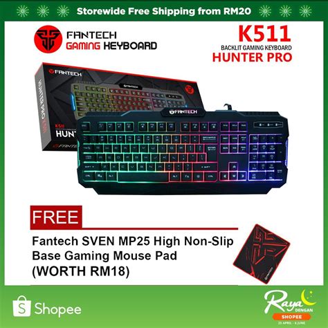 Original Fantech K Hunter Pro Backlit Pro Gaming Keyboard For Gamers