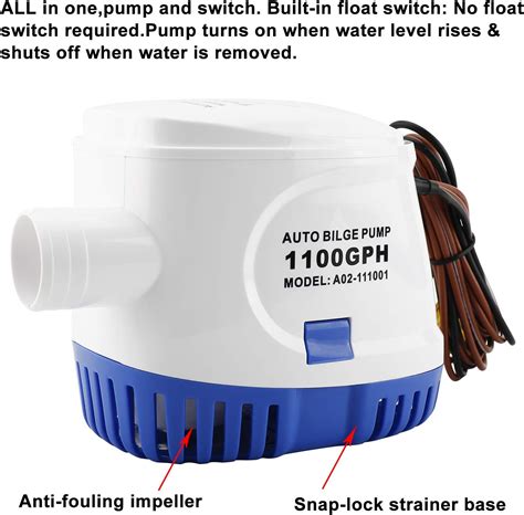 Homend 12Volt 1100 GPH Water Pump Automatic Bilge Pump With Float