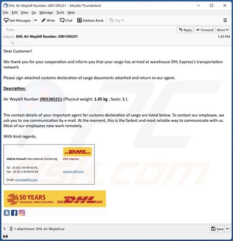 DHL Air Waybill Email Virus Removal And Recovery Steps