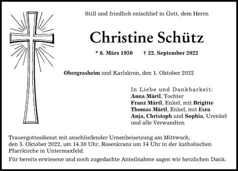 Traueranzeigen Von Christine Sch Tz Augsburger Allgemeine Zeitung