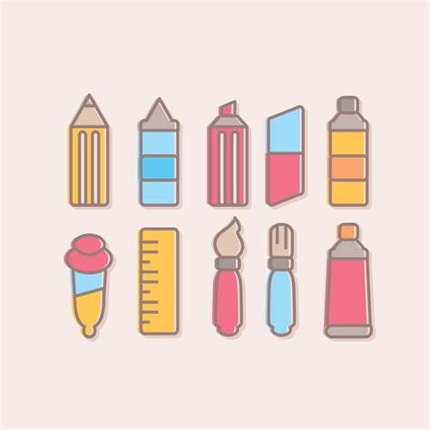 Vector Cute Art Supplies Collection 165299 Vector Art at Vecteezy