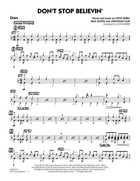 Dont Stop Believin Drums By Journey Jazz Ensemble Digital Sheet Music Sheet Music Plus