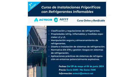 Actecir y Aefyt organizan la 7ª edición del curso de Instalaciones