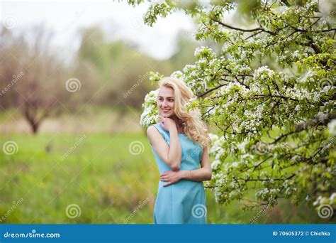 Portrait Of Young Lovely Woman In Spring Flowers Stock Photo Image Of