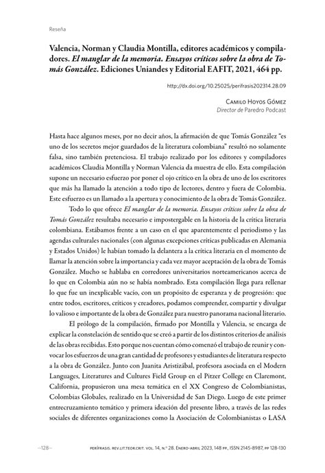 PDF Valencia Norman y Claudia Montilla editores académicos y