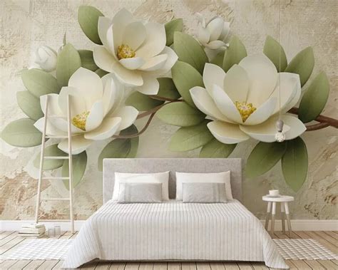 Beibehang Papel Tapiz Personalizado Mural Con Relieve 3d Flores