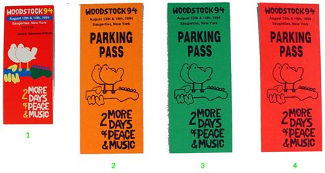 Woodstock '94 Vintage Concert Vintage Ticket from Winston Farm, Aug 12, 1994 at Wolfgang's