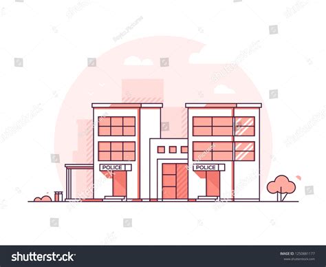 Police Station Modern Thin Line Design Stock Illustration 1250881177