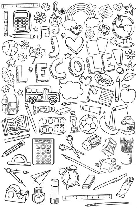 Coloriage J aime l École dessin gratuit à imprimer