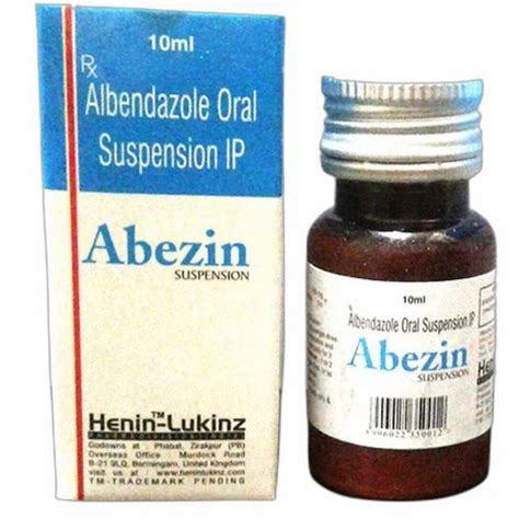 Abezin Liquid Albendazole Oral Suspension Ip For Commercial Packaging