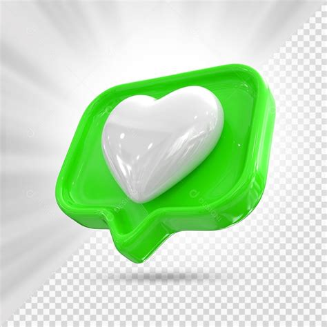 Baixar Emoji de Coração Branco e Verde Elemento 3D para Composição PSD