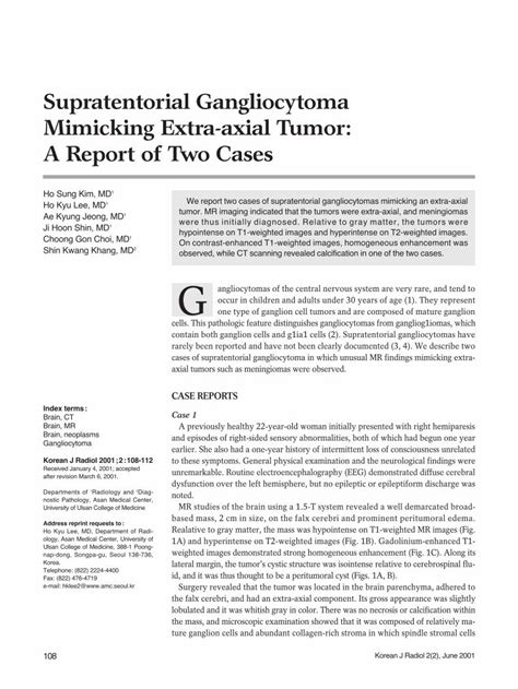 PDF Supratentorial Gangliocytoma Mimicking Extra Axial Tumor