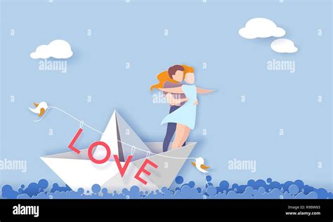 Young Couple Hug Sea Stock Vector Images Alamy