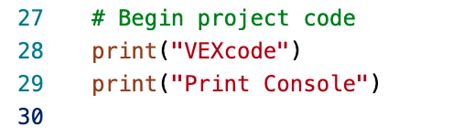 Using The Print Console In Vexcode Iq With Python Vex Library