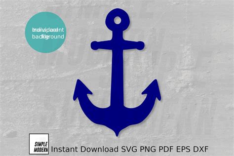 Blue Navy Anchor Vector Art - Simple Modern SVG