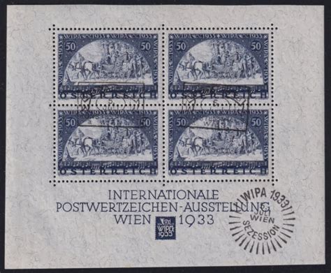 Österreich 1933 WIPA Block ANK Nr 556 A Block 1 gestempelt