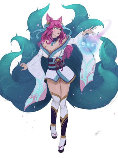Spirit blossom Ahri fanart by me : leagueoflegends