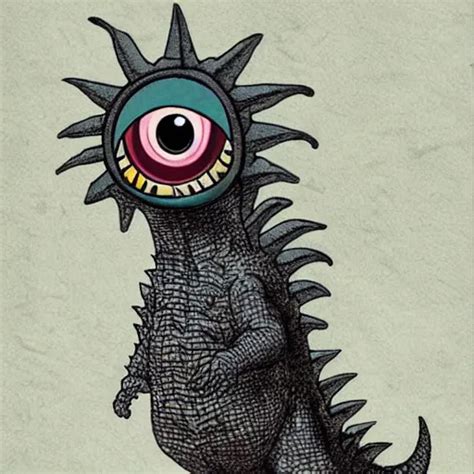 Godzilla With Googly Eyes By Tim Burton Stable Diffusion Openart