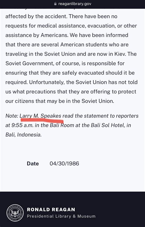 Ronald Reagan’s press secretary was named Larry Speakes. He speaks to ...