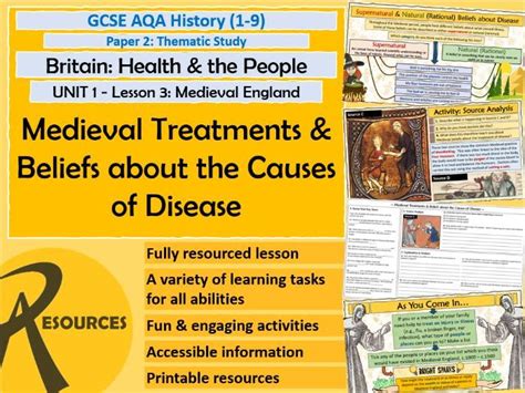 Aqa Gcse History Britain Health And People Medieval Treatments Of Disease And Beliefs Lesson 3