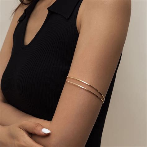 Bracelet Bras Double Rang Minimaliste En Acier Inoxydable Joli Bracelet