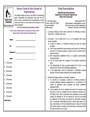 Fillable Online Cse Scu Final Examination Computer Engineering