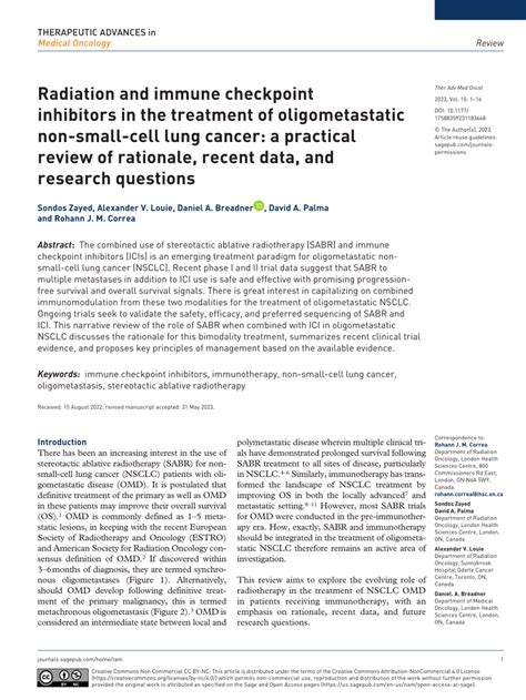 PDF Radiation And Immune Checkpoint Inhibitors In The Treatment Of