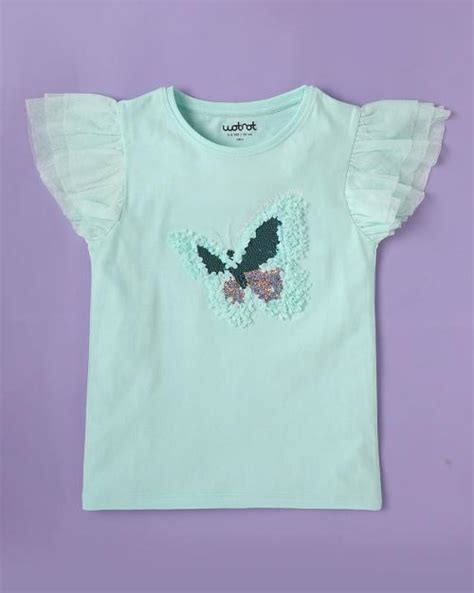 Buy Butterfly Embellished Round Neck Top Online At Best Prices In India