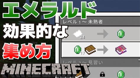 エメラルド村人と取引できるお金を効率的に入手する方法初心者向け【マイクラ・minecraft】 マイクラ（minecraft）動画まとめ