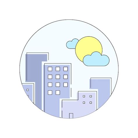 Icono de la ciudad durante el día construido con nubes Vector Premium