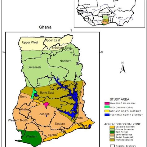 Regional And Agroecological Map Of Ghana Showing The Study Districts