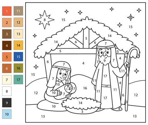 Christmas Nativity Color by Number | Free Printable Coloring Pages