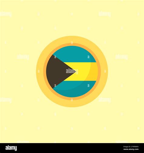 Flag Of The Bahamas With Round Frame Flat Design Style Stock Vector