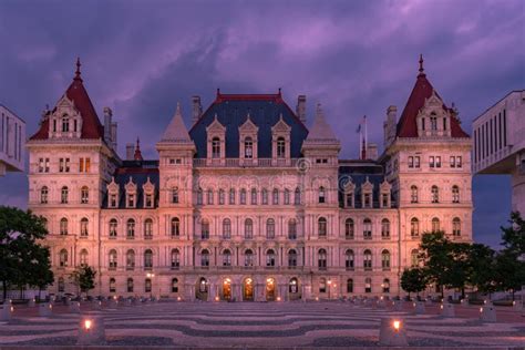 New York State Capitol Building At Night Albany Ny Stock Image Image