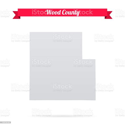 Wood County Wisconsin Map On White Background With Red Banner Stock