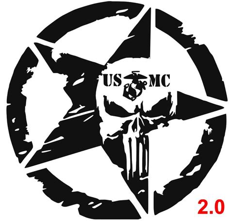 Usmc Star Punisher Military Marine Car Decal Sticker Vinyl Semper