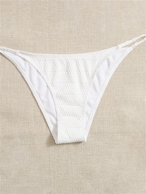 Bañador bikini halter con textura con cordón lateral Blanco