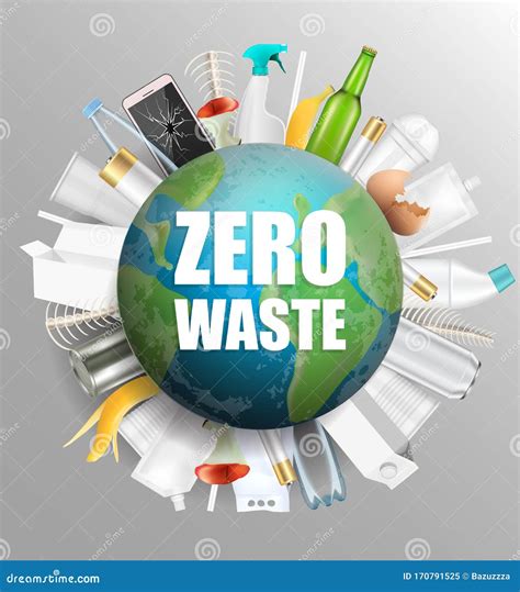 Globe With Zero Waste Slogan Vector Illustration Stock Vector