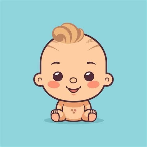 Lindo Bebé Niño Caricatura Vector Ilustración Vector Premium