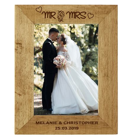 Buy Personalised Engraved Wooden Photo Frame Mr And Mrs For GBP 15 49