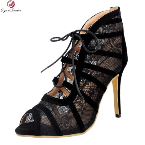 Original Intention Gorgeous Women Sandals Sexy Lace Peep Toe Thin Heels