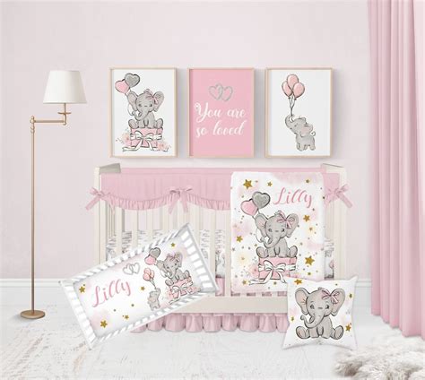 Elephant Baby Bedding Set Baby Girl Bedding Crib Bedding Set Girl