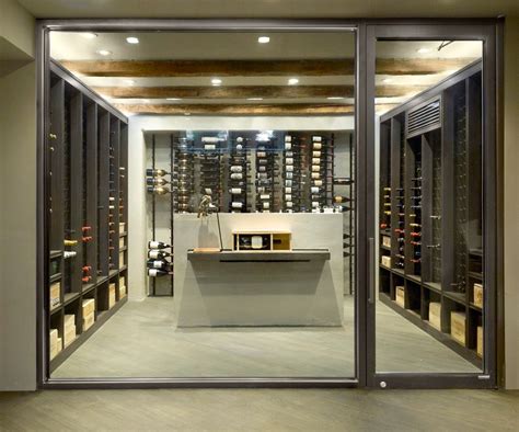 Frameless Wine Room Glass Doors Contemporary Wine Cellar New York