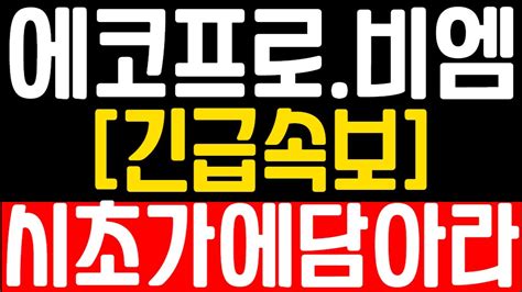 에코프로 비엠 5000 터진다 미친듯이 폭등한다 대형 공시까지 터진다 YouTube