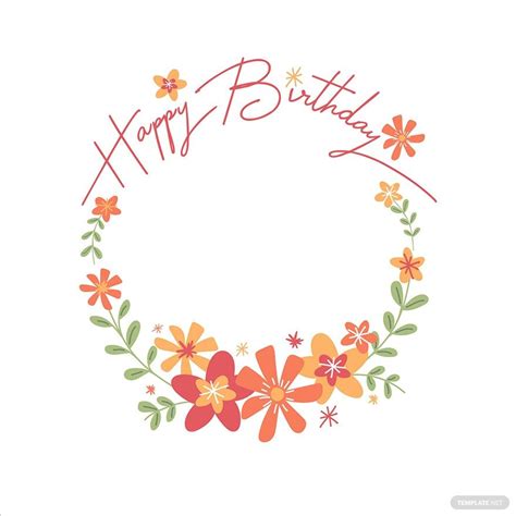 Floral Happy Birthday Border Vector in Illustrator, SVG, JPG, EPS, PNG ...